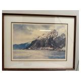 Artwork - Juneau, Alaska | Lithograph of Juneau, Alaska in matted frame. Signed by artist: "N.Taylor