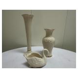 (3pc) Lenox Vases & Figurine | Lenox vases and and an unmarked swan figurine. - Tall vase: h. 9.5 in