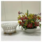 (1pc) Flower Arrangement & Footed Bowl | Floral arrangement: h. 9 in. Footed bowl: 8 in. x 6 in. x 4