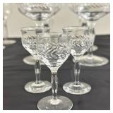 (31pc) Etched Feathered Glassware | Vintage etched, feather glassware including wine glasses, sherbe