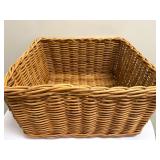 Square Wicker Basket | Square wicker basket with no handles. - h. 9 x w. 15.5 x d. 17.5 in