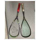 (2pc) Squash Rackets | Standard size "Dunlop" and "Feather Titanium Drop" squash rackets.