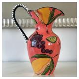 Design Spirit Fruit Pitcher | Large decorative glazed pottery pitcher with fruit, by Design Spirit S