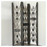 Contemporary Art Floor Screen | Three panel room divider in an abstract style, executed in carved pa