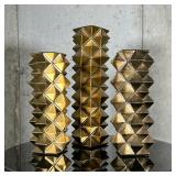 (3pc) Z Gallerie Vases | A set of three geometric accent vases with triangular pattern in gold paint