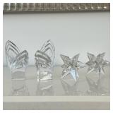 (4pc) Glass Candleholder Pairs | Two pairs of glass candlestick holders, including a pair of star-fo