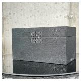 Small Storage Box | With shagreen-type exterior finish in black. - h. 6.5 x w. 12 x d. 6.75 in