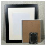 (3pc) Picture Frames | Including a black frame with mat (insert 13.5 x 10.5 in.), a jeweled easel-ba