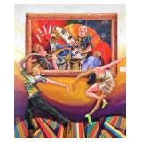 MARCUS GLENN (American b. 1968) ARTWORK | A Dance at the Gallery. 31 x 25 in sight. Giclee & mixed m