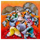 DAVID SCHLUSS (Israeli, b. 1943), SERIGRAPH | Parasol Parade. Serigraph print. 12 x 12 in. sight Sig