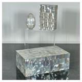 (3pc) MOTHER OF PEARL BOX & OTHER | Including: large mother of Pearl covered box, mother of Pearl eg