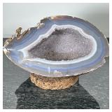LARGE GEODE | Large, heavy geode in shades of gray and blue potentially amethyst or agate, includes 