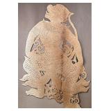 FRAMED ANIMAL HIDE ARTWORK | Oriental figure cut from animal hide and mounted in frame. - h. 58 x w.
