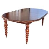 BOMBAY DINING TABLE | Bombay extending leaf dining table with carved border and spindle carved legs;