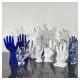 (10pc) HANDS | Mixed lot of ceramic, glass, and plastic hands. - h. 11 x w. 3.5 x l. 6 in (largest)