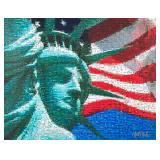 NEIL J. FARKAS (American b. 1952) GICLEE | Statue and Flag. Giclee on canvas. 20 x 26 in. Canvas Sig