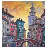 ANATOLE KRASNYANSKI (Ukrainian 1930-2023) SERIOLITHOGRAPH | Venice Yellow Sunset. Seriolithograph. 2