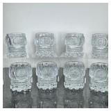 (8pc) GERMAN CUT CRYSTAL GLASSES | Eight unique heavy cut crystal scotch/high ball glasses with hist