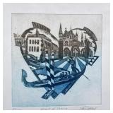ALFRED GOCKEL (German, b. 1952) PRINT | Heart of Venice. Print. 11 x 10.5 in. sight. Signed, titled,