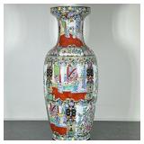 LARGE ASIAN VASE | Large vase decorated with various scenes, flowers & butterflies, and gilt accents