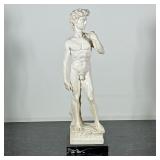 COMPOSITION DAVID STATUE | Composition “David” sculpture on stone base, signed on back “CASEA”. - h.