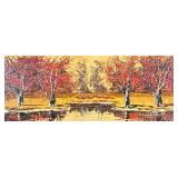 MORRIS KATZ (1932-2012) | Autumn Reflections. Oil on board. 15.5 x 37.5 in. Board. Signed lower righ