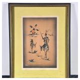 DON QUIXOTE STYLE ART | Don Quixote y Sancho Paint on pape. 12 x 8 in. Sight. Signed lower left. - h