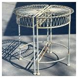 SMALL SPLIT CIRCULAR TABLES | French art nouveau style wrought iron split circular outdoor tables. -