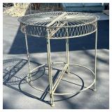 OUTDOOR SPLIT CIRCULAR TABLE | French art nouveau style wrought iron split circular outdoor tables. 