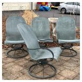(4pc) SPRING BACK OUTDOOR CHAIRS | Spring-back rotating metal outdoor chairs. - h. 37 x w. 23 x d. 2