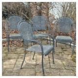 (4pc) METAL OUTDOOR CHAIRS | Round back metal outdoor armchairs. - h. 36 x w. 23 x d. 22 in