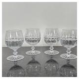 (4pc) CUT GLASS BRANDY SNIFTER | Four cut glass brandy snifters. - h. 5.5 x dia. 3.5 in