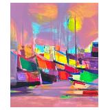 Marcel Mouly (French 1918-2008) Serigraph | Les Bateaux Jaunes. Serigraph on wove paper. 20.5 in. x 