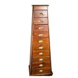 PYRAMID CHEST OF DRAWERS | Interesting wood chest of drawers in pyramid/trapezoid shape with 10 grad