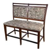WOODEN BENCH | Wooden 2 cushion bench; seat height 24 in. - h. 44 x w. 46 x d. 19 in