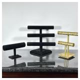 (3pc) BRACELET STANDS | Lot of 3 bracelet stands including 2 felt stands & 1 metal. - h. 12 x w. 12 
