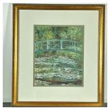 CLADE MONET PRINT | Bridge Over a Pond of Water Lilies. Print. 10.5 x 8.5 in. sight. Print signed lo