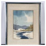 TAYLOR WATERCOLOR | Winter stream. Watercolor on paper. 7 x 4.5 in. sight. Signed lower right. - h. 