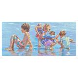 LUCELLE RAAD (b. 1942) Giclee | Beach Party. Embellished Giclee. 18 x 39.5 in. sight. Signed, titled