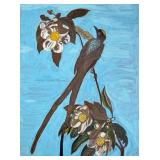Unknown Artist, Original Copper Plate Painting - Bird | Abstract nature scene of the forked tailed f
