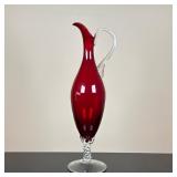 Italian Empoli Art Glass Pitcher | Vintage (1950s-1970s) Italian (Empoli) art glass/blown glass ruby