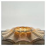 Amber Glass Centerpiece Bowl | Vintage heavyweight amber glass centerpiece bowl with ruffled design.