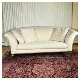Contemporary High-Back Sofa | Contemporary high-back curved sofa/loveseat with white upholstery and 