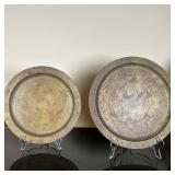 (2pc) Tiffany Studios Bronze/Gold Chargers | Vintage (1880-1930) Tiffany Studios New York (New York 