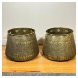 (2pc) Islamic/Persian Jardienere Pots | Islamic/Persian jardienere (gardening) pots with engraved pa