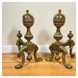 (2pc) French (Louis XVI) Polished Bronze Andirons | French (Louis XVI) polished bronze andirons with