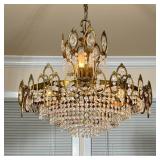Palwa Brass & Crystal Chandelier | Vintage (1960s) West Germany (Palwa, a.k.a. Palme und Walter) cha