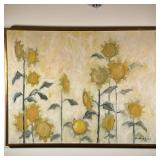 Randolph Johnson (American, 1939-) Oil Painting | Abstract painting of sunflowers. Oil on Canvas. Fr