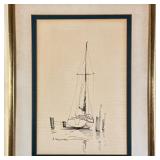 Anthony Shemroske (American, 1921-2004) Sketch | Scenic sketch of a sailboat tied to its mooring. Pe