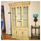 French Country Curio Cabinet | French Country style painted curio cabinet with plug-in light to illu